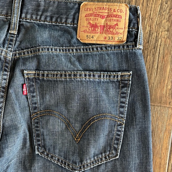 Levi’s 514 Slim Straight Jeans Mens 33 x 32 Dark Wash Blue Denim - Picture 11 of 11